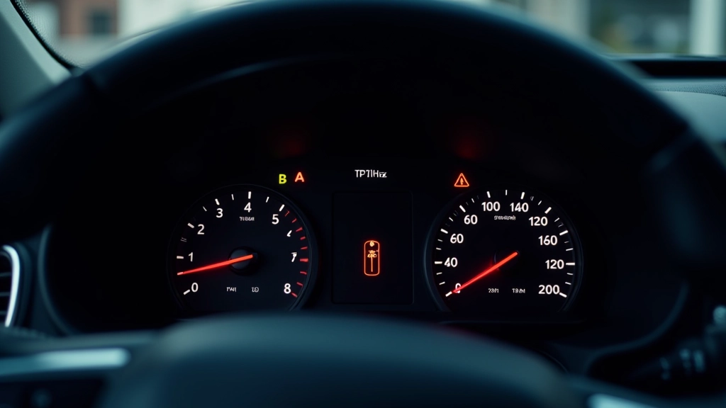 Cruscotto di un'auto con spie luminose accese