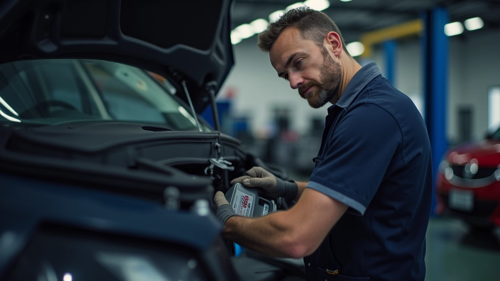 Meccanico che ispeziona il motore di un'auto